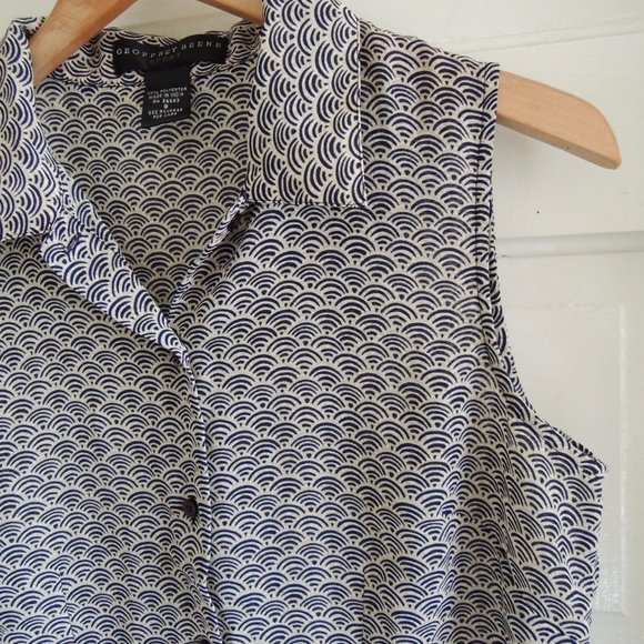 Geoffrey Beene Sport Tan & Black Flowy Print Blouse 8 - Picture 4 of 7